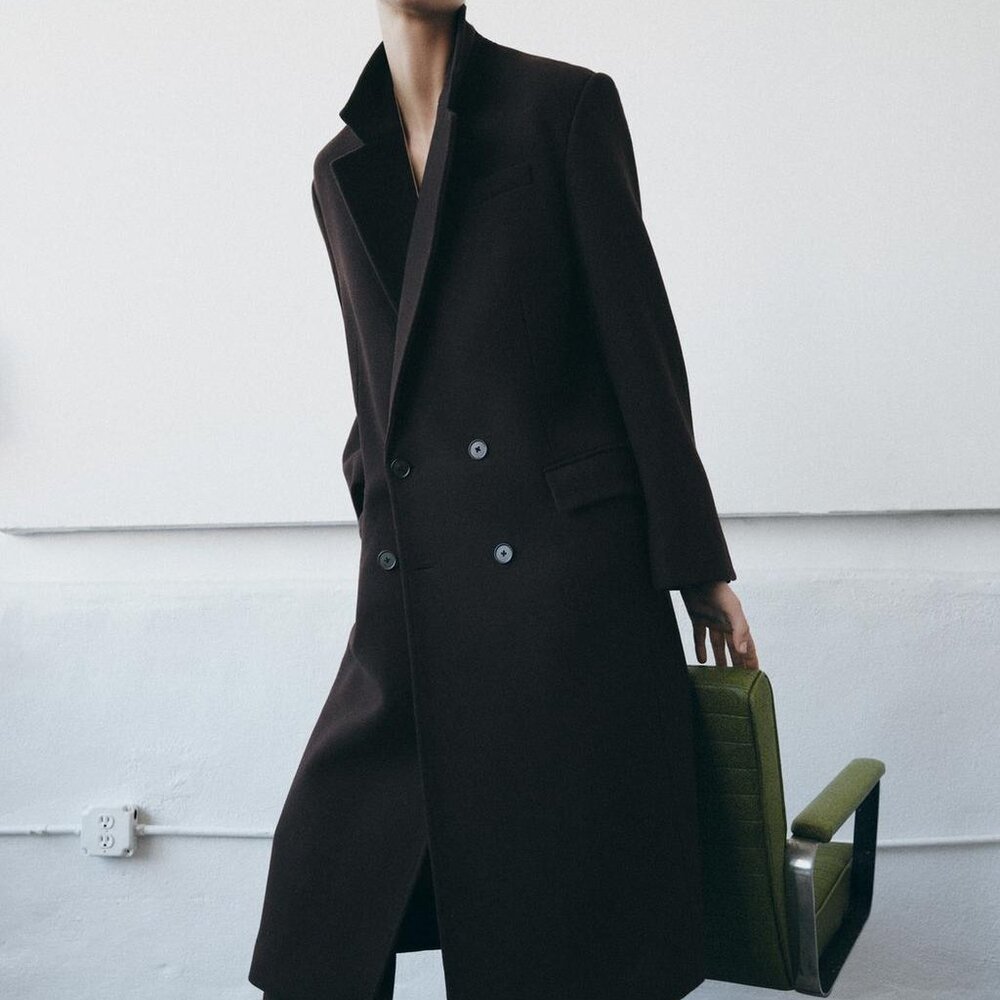 ZARA Oversized Double‑Breasted Wool Coat – Brown – ZW Collection – NWT Large